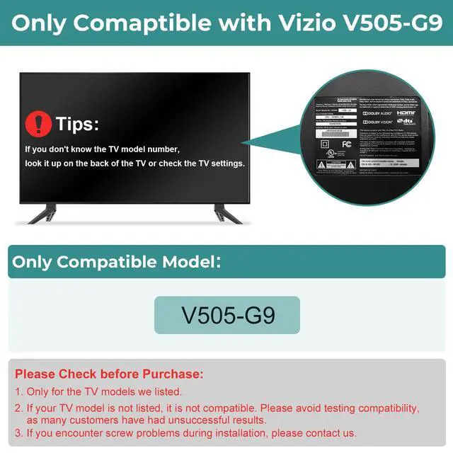 Alt view image 2 of 7 - TV Legs Only for Vizio TV Stand V505-G9, Not for Other TV Model, for Vizio TV Feet Replacement wr Screws & Instructions