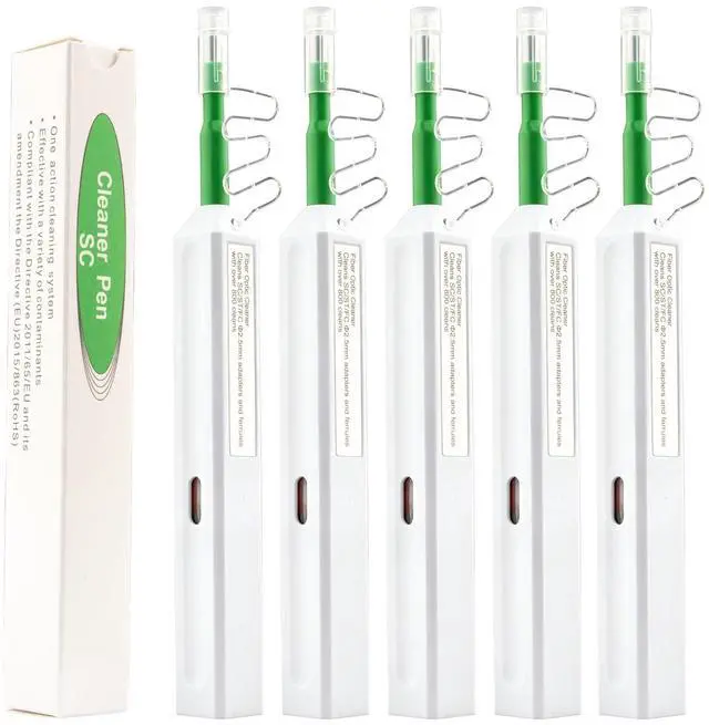 Main image of 5-Pack Fiber Optic Cleaner, Fiber Optic Connector Cleaning Pen | One-Click Fiber Cleaner, 800+ Clean Times Per Pen, For 2.5mm Ferrules SC,FC,ST,SC/APC and FC/APC