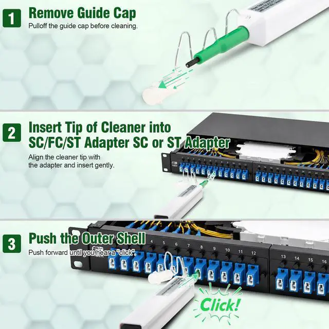 Alt view image 7 of 7 - 5-Pack Fiber Optic Cleaner, Fiber Optic Connector Cleaning Pen | One-Click Fiber Cleaner, 800+ Clean Times Per Pen, For 2.5mm Ferrules SC,FC,ST,SC/APC and FC/APC