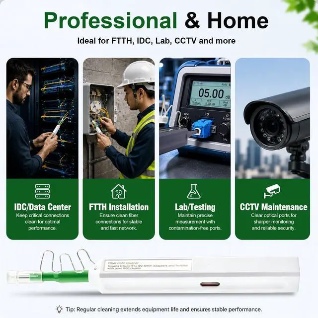 Alt view image 6 of 7 - 5-Pack Fiber Optic Cleaner, Fiber Optic Connector Cleaning Pen | One-Click Fiber Cleaner, 800+ Clean Times Per Pen, For 2.5mm Ferrules SC,FC,ST,SC/APC and FC/APC