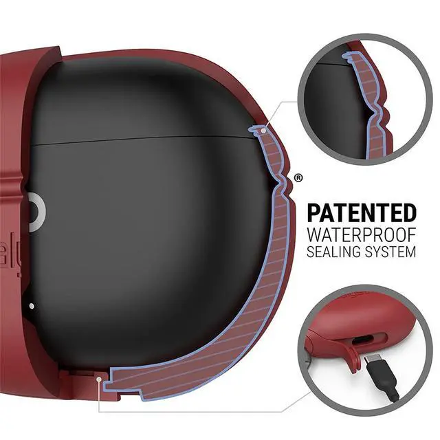 Alt view image 5 of 6 - Waterproof Protective Cover for Beats Studio Buds/Studio Buds+, Beats Studio Buds Plus Case, with Premium Carabiner, one-Piece Curved Design fits Perfectly Both Models, Won't pop Out (Red)