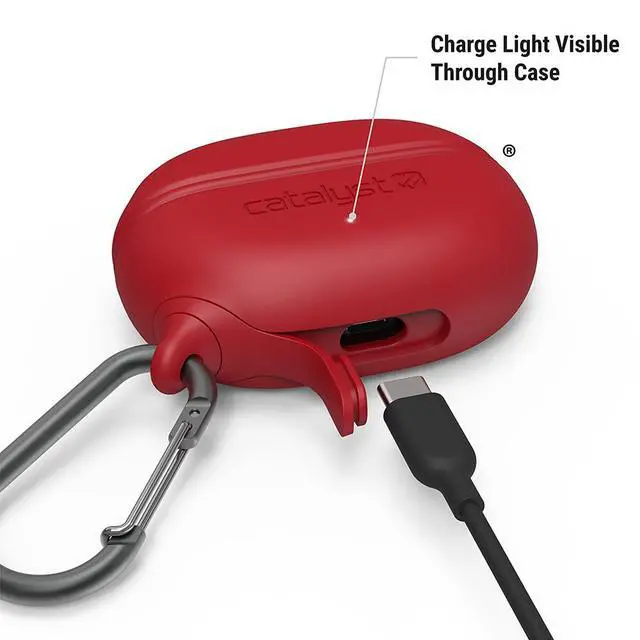 Alt view image 4 of 6 - Waterproof Protective Cover for Beats Studio Buds/Studio Buds+, Beats Studio Buds Plus Case, with Premium Carabiner, one-Piece Curved Design fits Perfectly Both Models, Won't pop Out (Red)