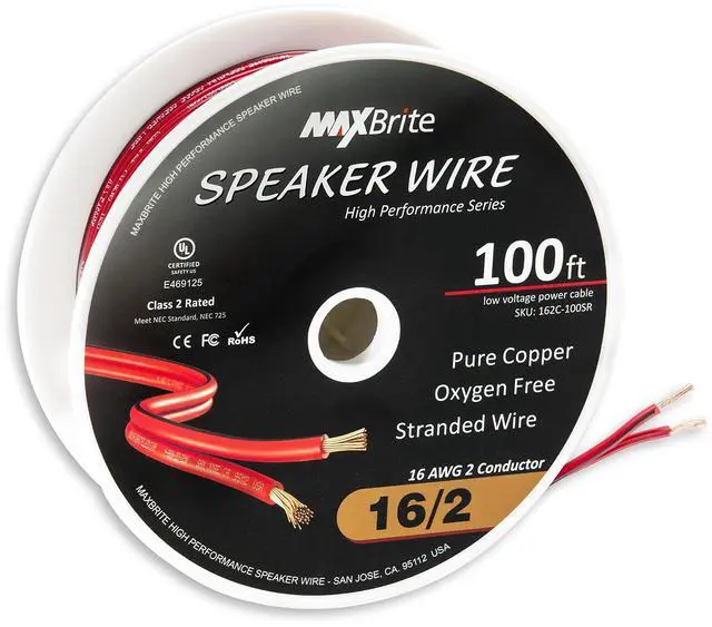 Main image of 100 ft. 16 Gauge Stranded Flexible Dual Conductor Bonded Zip Cord Wire, Oxygen Free Pure Copper - UL Listed Class 2