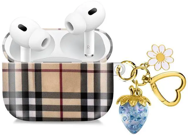 Main image of Compatible with AirPod Pro 2nd / 1st Generation, 2023/2022/2019, the Fully Protected Shockproof Wireless Earphone case Comes with a Cute and Beautiful Strawberry Keychain PendantBlue