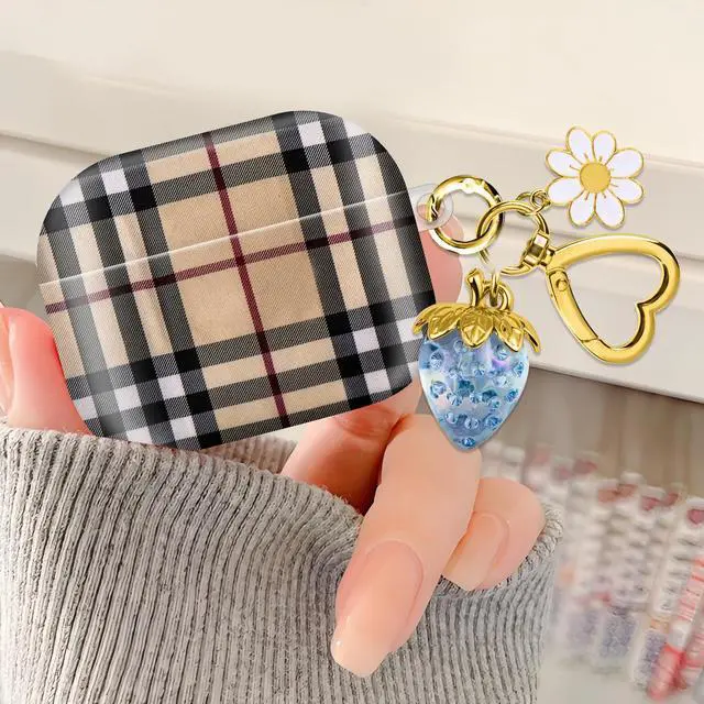 Alt view image 2 of 6 - Compatible with AirPod Pro 2nd / 1st Generation, 2023/2022/2019, the Fully Protected Shockproof Wireless Earphone case Comes with a Cute and Beautiful Strawberry Keychain PendantBlue