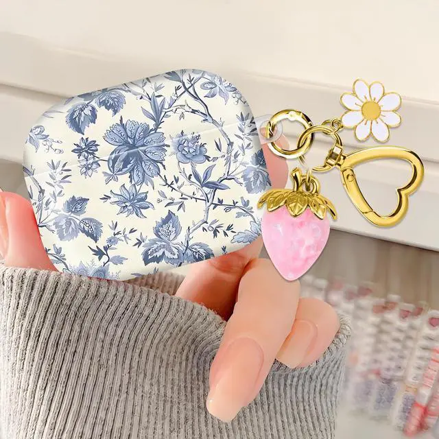 Alt view image 2 of 6 - Compatible with AirPod Pro 2nd / 1st Generation, 2023/2022/2019, the Fully Protected Shockproof Wireless Earphone case Comes with a Cute and Beautiful Strawberry Keychain PendantPink 1