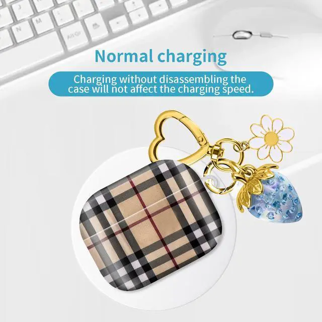 Alt view image 6 of 6 - Compatible with AirPod Pro 2nd / 1st Generation, 2023/2022/2019, the Fully Protected Shockproof Wireless Earphone case Comes with a Cute and Beautiful Strawberry Keychain PendantBlue