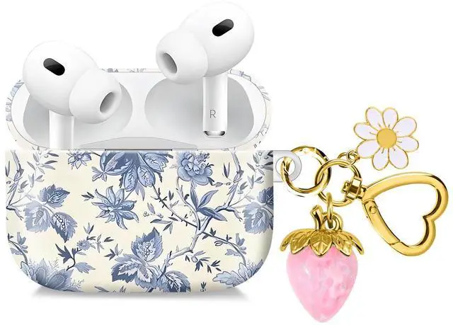 Main image of Compatible with AirPod Pro 2nd / 1st Generation, 2023/2022/2019, the Fully Protected Shockproof Wireless Earphone case Comes with a Cute and Beautiful Strawberry Keychain PendantPink 1