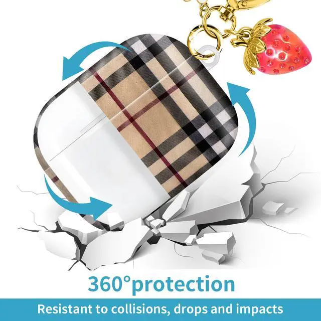 Alt view image 4 of 6 - Compatible with AirPod Pro 2nd / 1st Generation, 2023/2022/2019, the Fully Protected Shockproof Wireless Earphone case Comes with a Cute and Beautiful Strawberry Keychain Pendantred