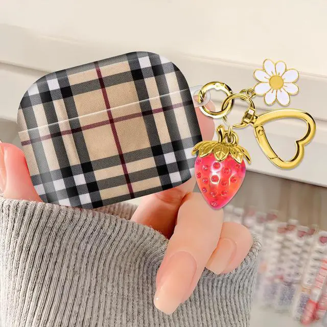 Alt view image 2 of 6 - Compatible with AirPod Pro 2nd / 1st Generation, 2023/2022/2019, the Fully Protected Shockproof Wireless Earphone case Comes with a Cute and Beautiful Strawberry Keychain Pendantred