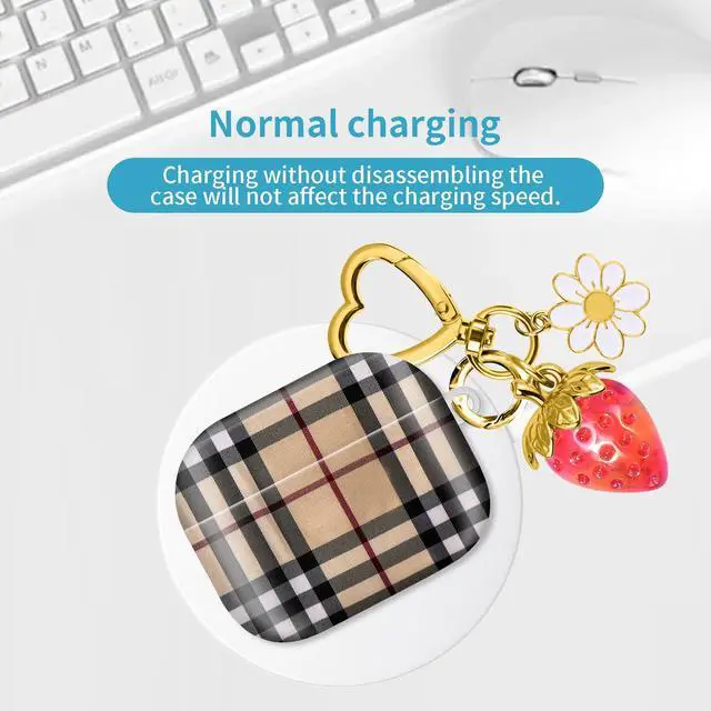 Alt view image 6 of 6 - Compatible with AirPod Pro 2nd / 1st Generation, 2023/2022/2019, the Fully Protected Shockproof Wireless Earphone case Comes with a Cute and Beautiful Strawberry Keychain Pendantred