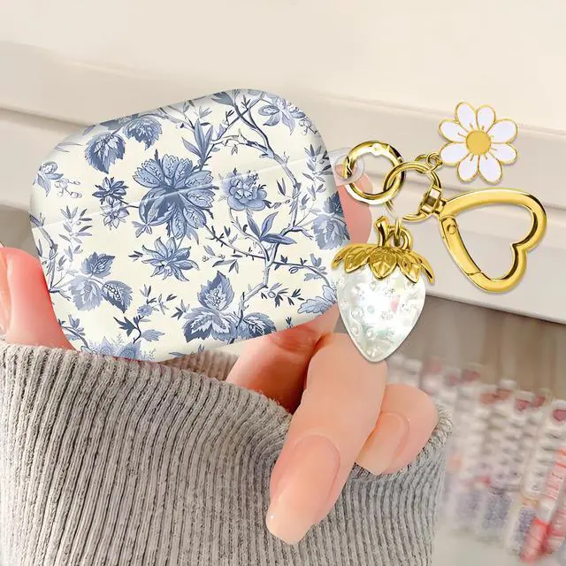 Alt view image 2 of 6 - Compatible with AirPod Pro 2nd / 1st Generation, 2023/2022/2019, the Fully Protected Shockproof Wireless Earphone case Comes with a Cute and Beautiful Strawberry Keychain PendantCrystal 1