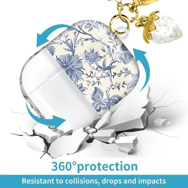 Alt view image 4 of 6 - Compatible with AirPod Pro 2nd / 1st Generation, 2023/2022/2019, the Fully Protected Shockproof Wireless Earphone case Comes with a Cute and Beautiful Strawberry Keychain PendantCrystal 1