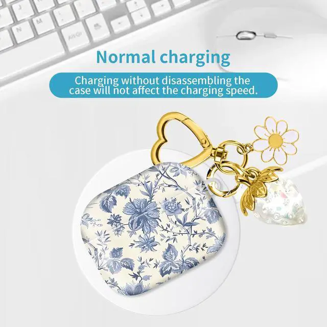Alt view image 6 of 6 - Compatible with AirPod Pro 2nd / 1st Generation, 2023/2022/2019, the Fully Protected Shockproof Wireless Earphone case Comes with a Cute and Beautiful Strawberry Keychain PendantCrystal 1