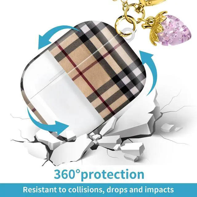 Alt view image 4 of 6 - Compatible with AirPod Pro 2nd / 1st Generation, 2023/2022/2019, the Fully Protected Shockproof Wireless Earphone case Comes with a Cute and Beautiful Strawberry Keychain PendantPurple