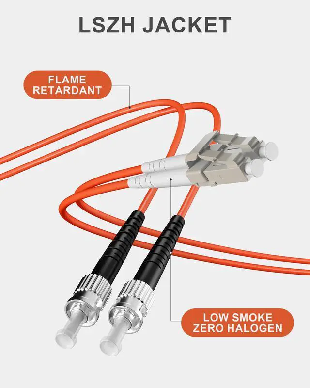 Alt view image 5 of 6 - 3M 10 Pack LC to ST Fiber Patch Cable, OM1 Multimode Duplex | Individually Tested OM1 Duplex Fiber Jumper, LSZH 62.5/125µm Cable for Fiber Transceivers and Network Equipment