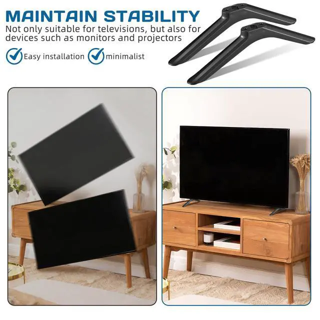 Alt view image 6 of 7 - Universal Tv Stand Legs Replacement with Screws for 32-55 Inch Smart Tvs Tabletop Base Pedestal Mount Legs for Living Room and Bedroom Stability
