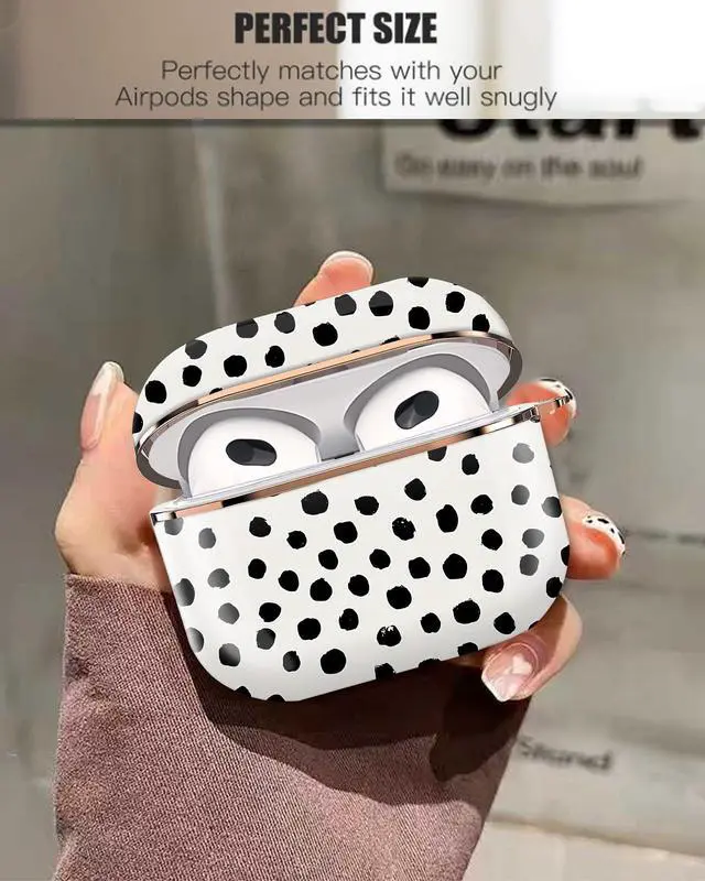 Alt view image 2 of 6 - Airpod 3 Case Cute Airpods 3rd Generation Cover Protective Shockproof Hard Cover Shell with Rose Gold Keychain Buds Case for Girl Women Men (Cute Black Polka Dot)