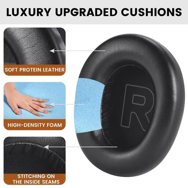 Alt view image 3 of 7 - Earpads for Microsoft Xbox - Protein Leather Black | for Xbox(2024 Version Wireless/Wired), Xbox(Stereo 20th Anniversary Special Edition) Headphones