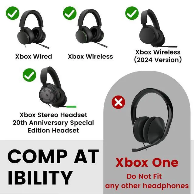 Alt view image 2 of 7 - Earpads for Microsoft Xbox - Protein Leather Black | for Xbox(2024 Version Wireless/Wired), Xbox(Stereo 20th Anniversary Special Edition) Headphones