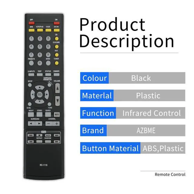 Alt view image 2 of 4 - RC-1115 Replacement Remote Control for Denon AV Surround Receiver AVR-390 AVR390 AVR-1610 AVR-1705 AVR-1804 AVR-2105
