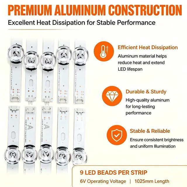 Alt view image 4 of 7 - 10PCS (5A+5B) TV LED Backlight Strips Replacement for LG 50-inch | Replacement for 50LF6000 50LB5620 50LF6100 50LF5610 50LB570B 50LB5800 50LB580N 50LB650V Series, Aluminum, High Brightness