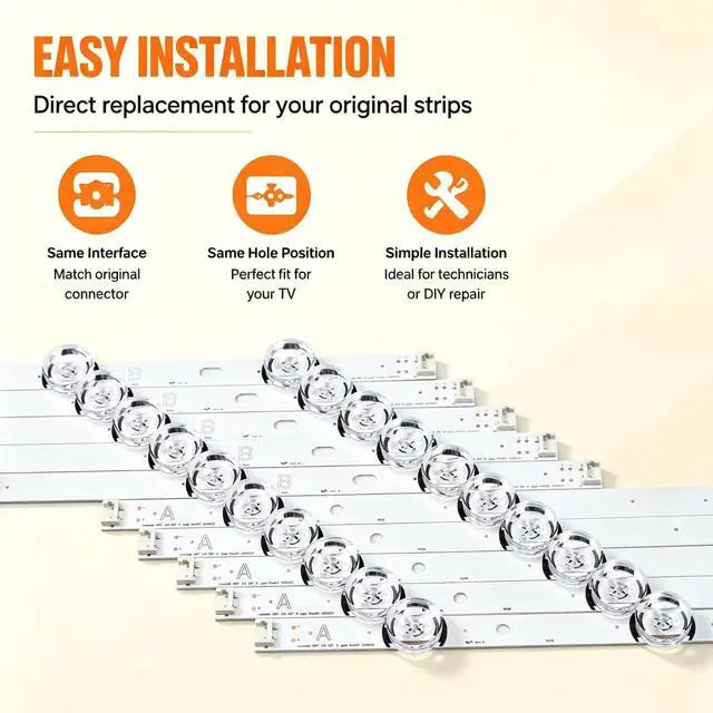 Alt view image 5 of 7 - 10PCS (5A+5B) TV LED Backlight Strips Replacement for LG 50-inch | Replacement for 50LF6000 50LB5620 50LF6100 50LF5610 50LB570B 50LB5800 50LB580N 50LB650V Series, Aluminum, High Brightness