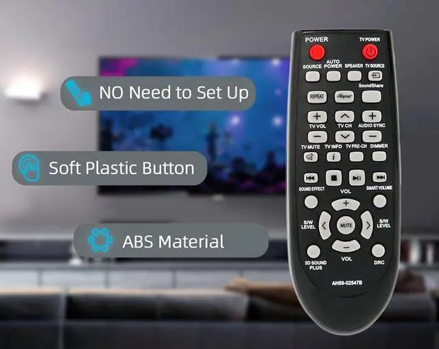 Alt view image 4 of 6 - Replacement Remote Control for Samsung Soundbar PS-WF450 HW-F355 HW-F550 HW-FM45C HW-F450ZA AH59-02547B HW-H550 HW-H550ZA HW-H551 HW-H570 HWFM45C HWFM45 HWF450 HWF450ZA HW-FM45/ZA