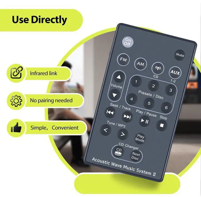 Alt view image 2 of 6 - Remote Control for Bose Acoustic Wave Music System II AWRCCI
