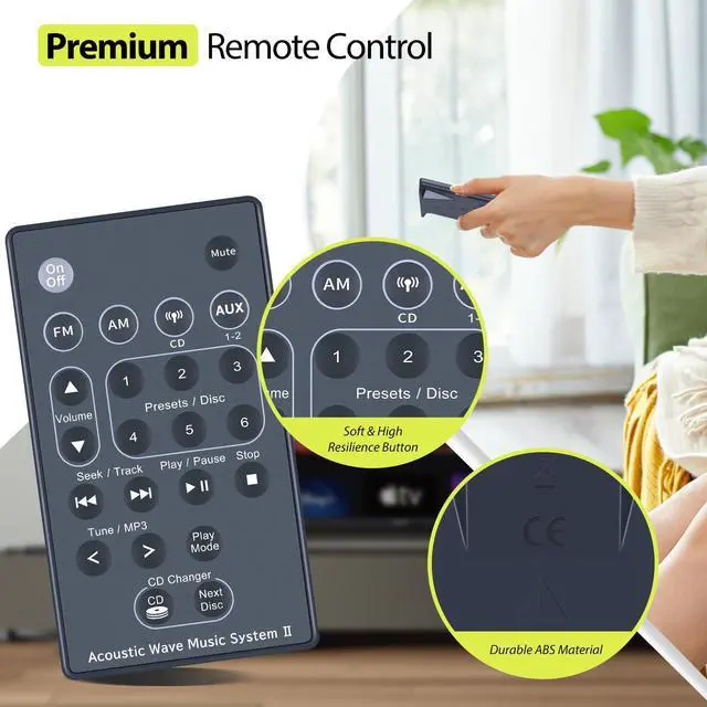 Alt view image 3 of 6 - Remote Control for Bose Acoustic Wave Music System II AWRCCI