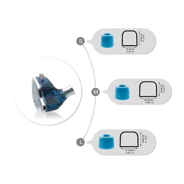 Alt view image 3 of 6 - 6 Pairs Foam IEM Eartips for KZ ZS10 Pro X ZSN, Earbuds Tips, Blue | Replacement Ear Tips, Ultimate Comfort, Secure Fit, Small/ Medium/ Large
