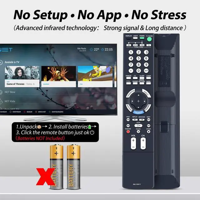 Alt view image 3 of 7 - RM-YD017 New Replace Remote Control fit for Sony TV KDL-52WL130 KDL52WL130PKG KDL-52WL130PKG KDL52WL130W KDL-52WL130W KDL52XBR4 KDL-52XBR4 KDL52XBR5 KDL46XBR5 KDL-46XBR5 KDL52W3000