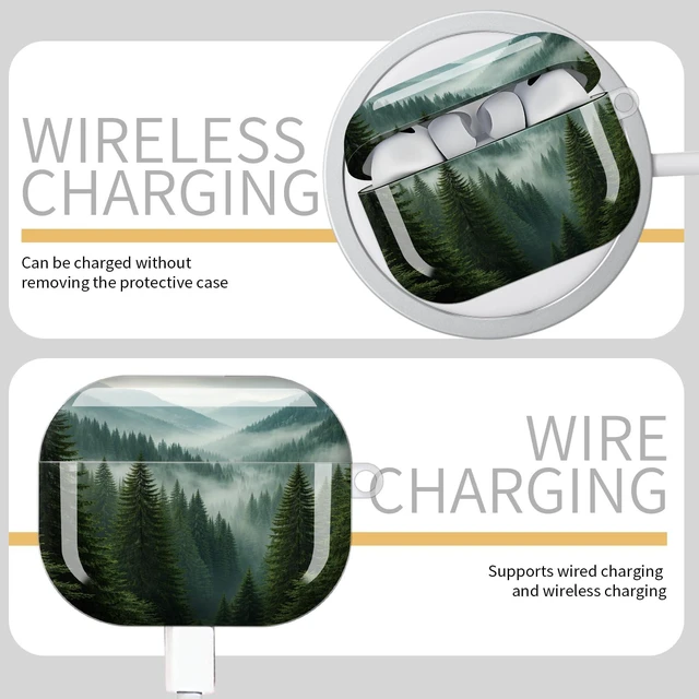 Alt view image 5 of 7 - Compatible with AirPod Pro 3 Case,Protective Shockproof Cover with Keychain Ring, Stylish Design for Women, Cute Charging Case for AirPod Pro 3rd Generation(Misty Forest Mountain Landscape)