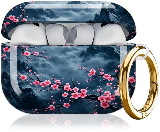 Main image of Compatible with AirPod Pro 3 Case,Protective Shockproof Cover with Keychain Ring, Stylish Design for Women, Cute Charging Case for AirPod Pro 3rd Generation(Pink Blossoms Mountains)