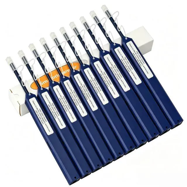 Main image of Fiber Optic Cleaning Pen for 1.25mm LC/MU Connectors, Fiber Cleaner with Extendable Probe for High-Density Bulkhead Adapters and Patch Cords, Supports UPC/APC, 800+ Cleans - 10 Pack