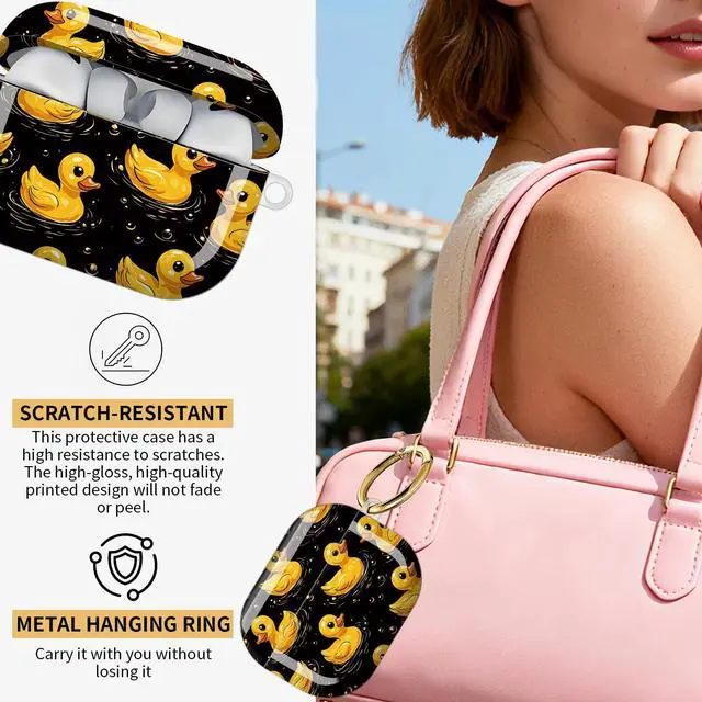 Alt view image 2 of 7 - Compatible with AirPod Pro 3 Case,Protective Shockproof Cover with Keychain Ring, Stylish Design for Women, Cute Charging Case for AirPod Pro 3rd Generation(Yellow Ducks)
