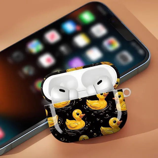 Alt view image 6 of 7 - Compatible with AirPod Pro 3 Case,Protective Shockproof Cover with Keychain Ring, Stylish Design for Women, Cute Charging Case for AirPod Pro 3rd Generation(Yellow Ducks)