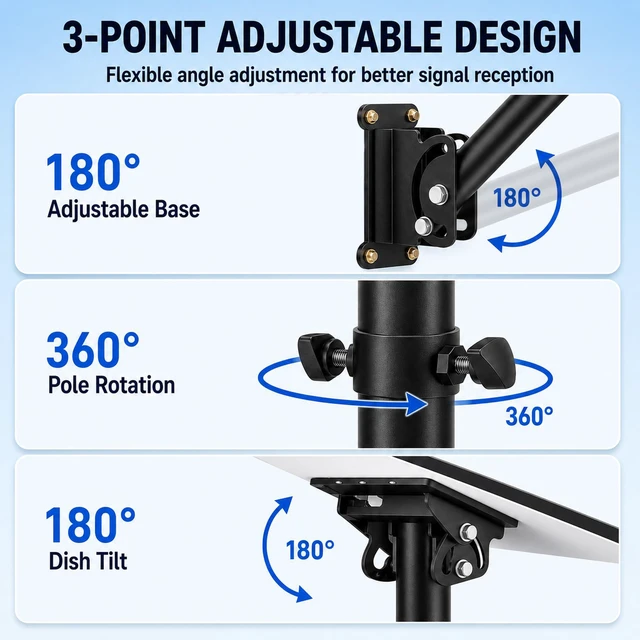 Alt view image 5 of 7 - Starlink Mount, Heavy Duty Starlink Pole Mount & Roof Mount for Gen 3/4/4X | Made from Reinforced Metal, Bend Pipe Deaign for Eave Clearance, Adjustable Angle, Weatherproof, Easy to Install