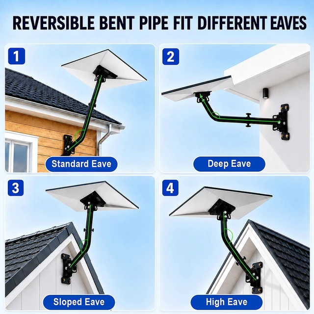 Alt view image 6 of 7 - Starlink Mount, Heavy Duty Starlink Pole Mount & Roof Mount for Gen 3/4/4X | Made from Reinforced Metal, Bend Pipe Deaign for Eave Clearance, Adjustable Angle, Weatherproof, Easy to Install