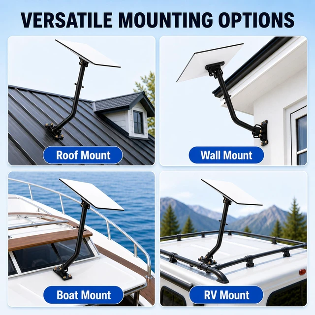 Alt view image 4 of 7 - Starlink Mount, Heavy Duty Starlink Pole Mount & Roof Mount for Gen 3/4/4X | Made from Reinforced Metal, Bend Pipe Deaign for Eave Clearance, Adjustable Angle, Weatherproof, Easy to Install