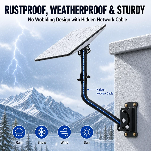 Alt view image 7 of 7 - Starlink Mount, Heavy Duty Starlink Pole Mount & Roof Mount for Gen 3/4/4X | Made from Reinforced Metal, Bend Pipe Deaign for Eave Clearance, Adjustable Angle, Weatherproof, Easy to Install