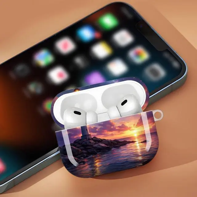 Alt view image 6 of 7 - Compatible with AirPod Pro 3 Case,Protective Shockproof Cover with Keychain Ring, Stylish Design for Women, Cute Charging Case for AirPod Pro 3rd Generation(Sunset Sky Stars Ocean)