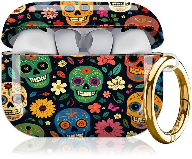 Main image of Compatible with AirPod Pro 3 Case,Protective Shockproof Cover with Keychain Ring, Stylish Design for Women, Cute Charging Case for AirPod Pro 3rd Generation(Colorful Sugar Skulls Floral)
