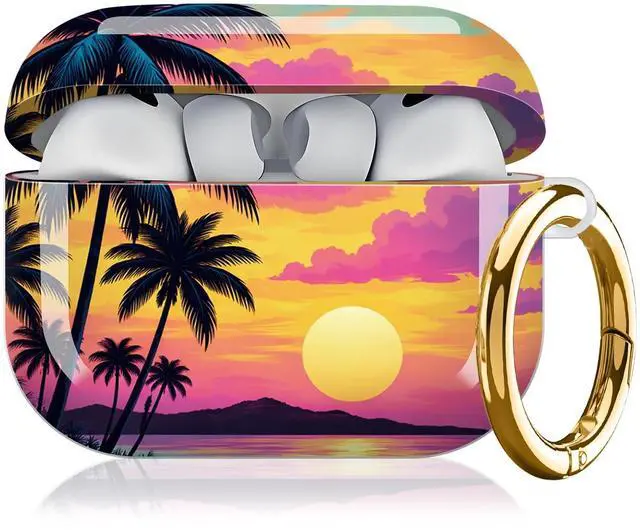 Main image of Compatible with AirPod Pro 3 Case,Protective Shockproof Cover with Keychain Ring, Stylish Design for Women, Cute Charging Case for AirPod Pro 3rd Generation(Tropical Sunset Palm Island)