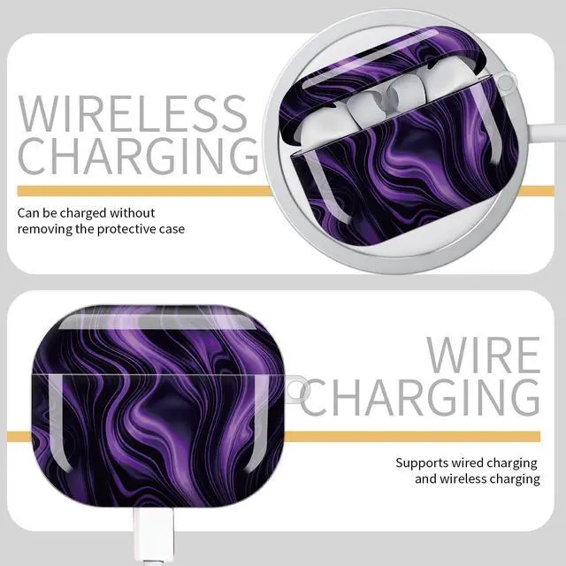 Alt view image 5 of 7 - Compatible with AirPod Pro 3 Case,Protective Shockproof Cover with Keychain Ring, Stylish Design for Women, Cute Charging Case for AirPod Pro 3rd Generation(Purple Abstract)