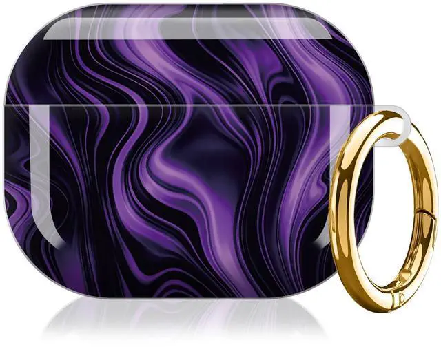 Alt view image 7 of 7 - Compatible with AirPod Pro 3 Case,Protective Shockproof Cover with Keychain Ring, Stylish Design for Women, Cute Charging Case for AirPod Pro 3rd Generation(Purple Abstract)