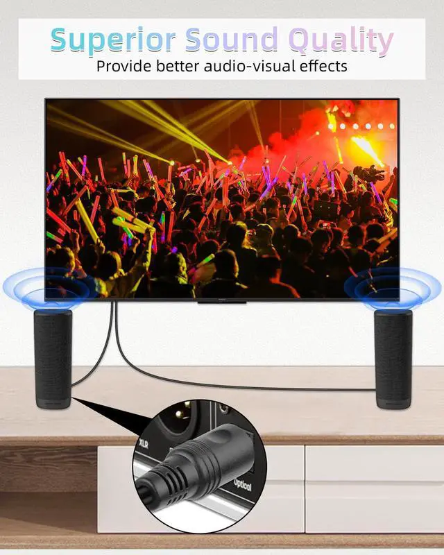 Alt view image 4 of 7 - Optical Audio Splitter 1 in 2 Out,Toslink Digital Fiber Optical Audio Cable Splitter 1x2 for Home Theater TVs,Amps,Soundbar,VD/CD Player(2M/6.5FT)