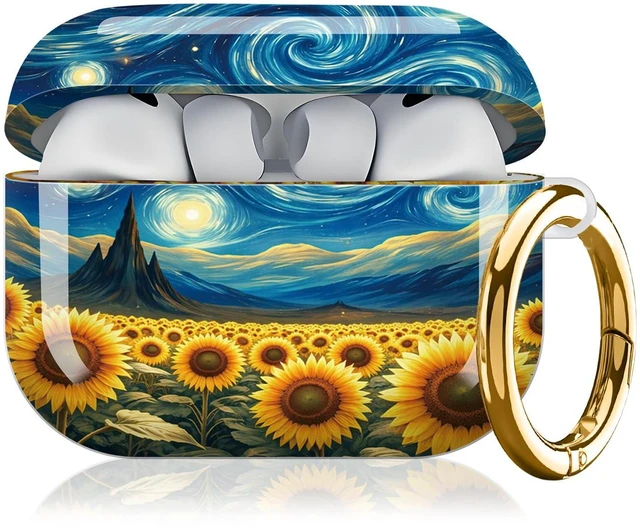 Main image of Compatible with AirPod Pro 3 Case,Protective Shockproof Cover with Keychain Ring, Stylish Design for Women, Cute Charging Case for AirPod Pro 3rd Generation(Starry Night Sunflower)