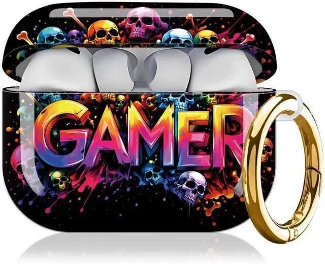 Main image of Compatible with AirPod Pro 3 Case,Protective Shockproof Cover with Keychain Ring, Stylish Design for Women, Cute Charging Case for AirPod Pro 3rd Generation(Colorful Gamer Skull)