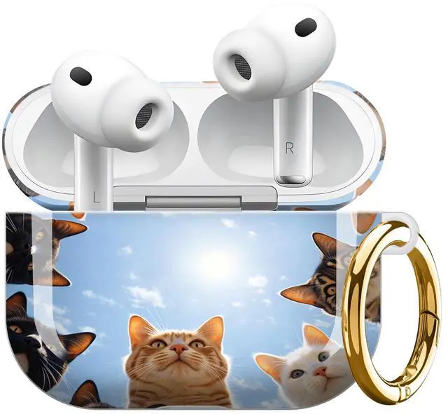 Main image of Compatible with Airpod Pro 3rd Gen Case 2025,Anti-Drop Cover with Keychain,Artistic Multi-Pattern Protective Shell for Daily Commute,Workout&Gifting(Cats Circle Sky Blue)